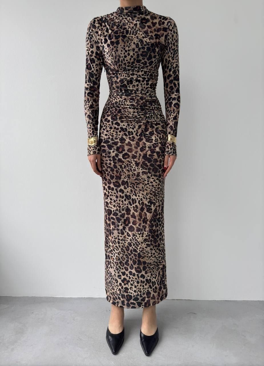 Leopard Ruched Maxi Dress - Ben Valor