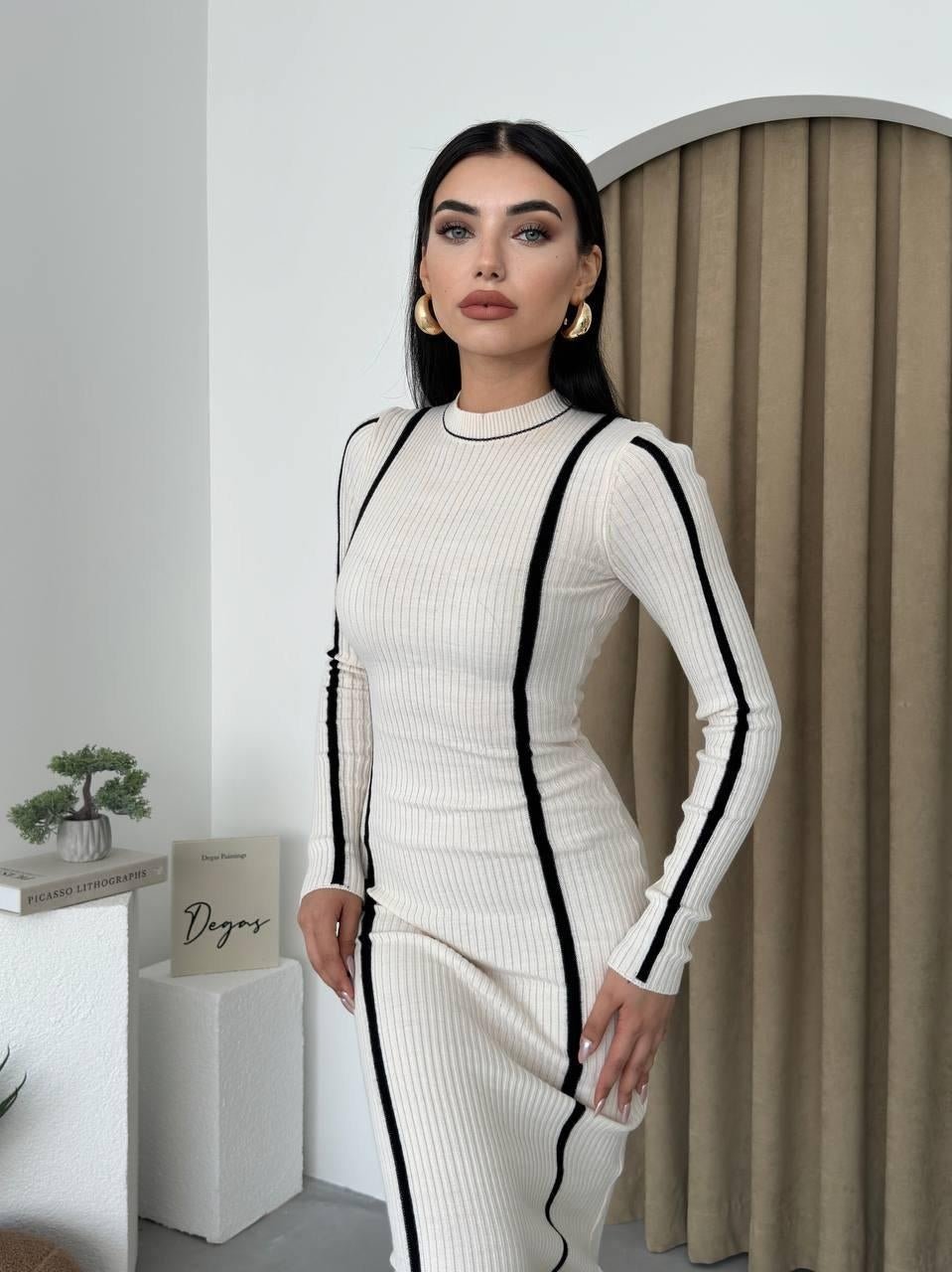 Stone Lined Knitted Midi Dress Bells of Valor Stone Lined Knitted Midi Dress Bells of Valor