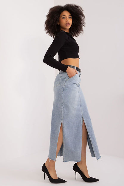 Denim Midi Double Slit Skirt - Ben Valor