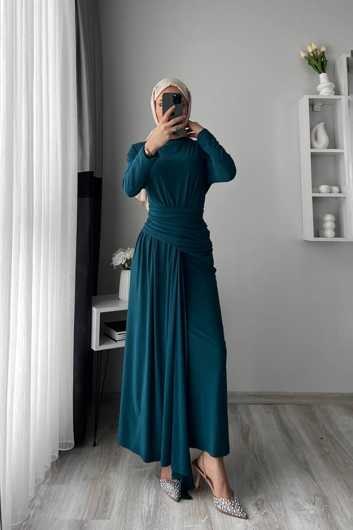 Indigo Wrap Evening Dress Bells of Valor Indigo Wrap Evening Dress Bells of Valor
