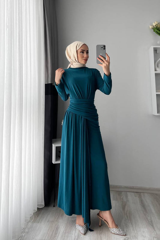 Indigo Wrap Evening Dress - Ben Valor