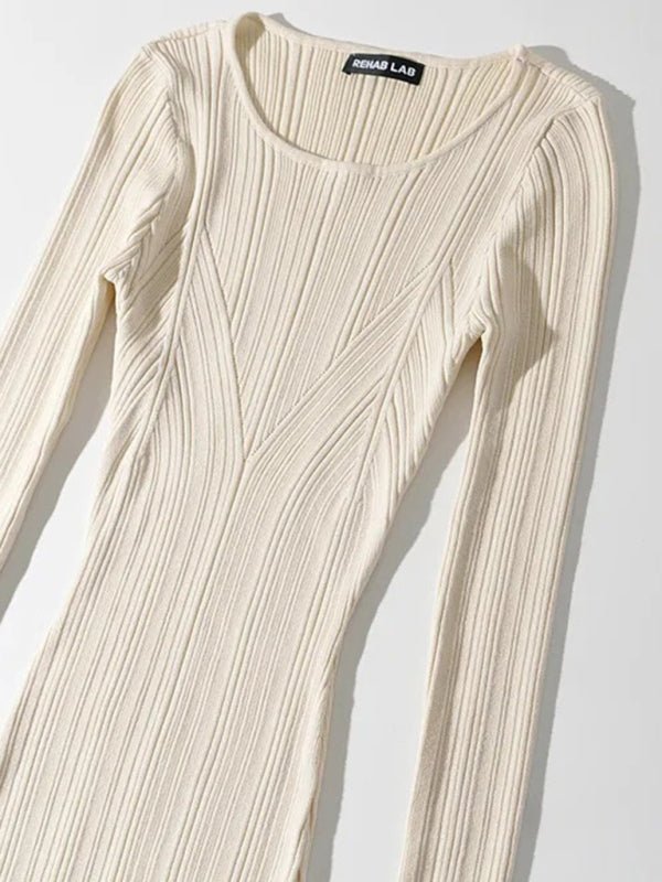 Women's Slim Fit Hip - covering Long Skirt Long Sleeve Knitted Dress - Bells of Valor